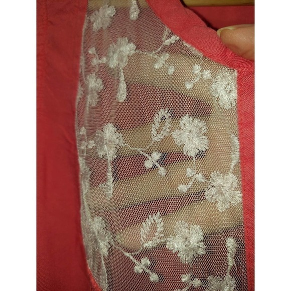 Etc Lace Front Salmon 3/4 Sleeve Blouse, Small, 100% Viscose - Picture 4 of 9